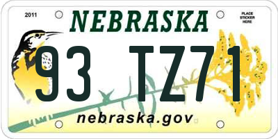 NE license plate 93TZ71