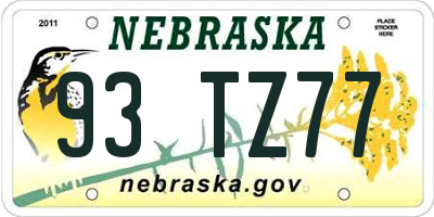 NE license plate 93TZ77
