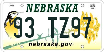NE license plate 93TZ97