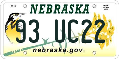 NE license plate 93UC22