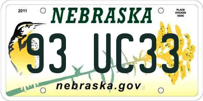 NE license plate 93UC33