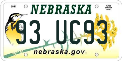 NE license plate 93UC93
