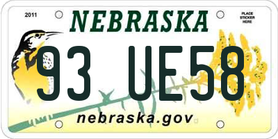 NE license plate 93UE58