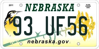 NE license plate 93UF56