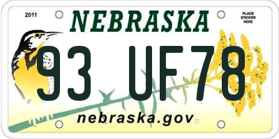 NE license plate 93UF78