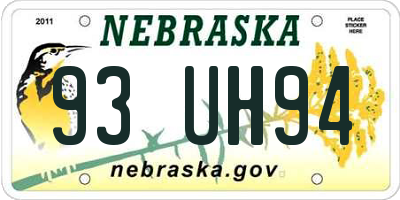 NE license plate 93UH94