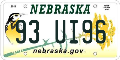 NE license plate 93UI96