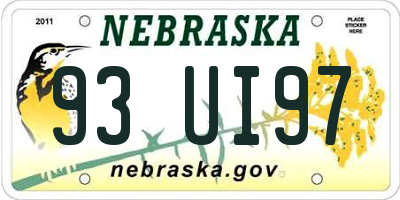 NE license plate 93UI97