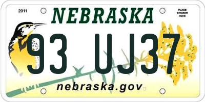 NE license plate 93UJ37