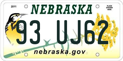 NE license plate 93UJ62