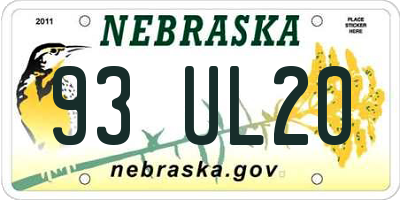 NE license plate 93UL20