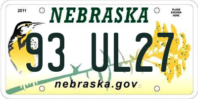 NE license plate 93UL27