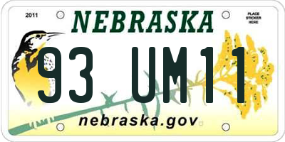 NE license plate 93UM11
