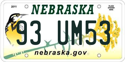 NE license plate 93UM53
