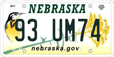 NE license plate 93UM74