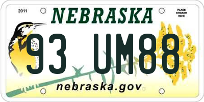 NE license plate 93UM88