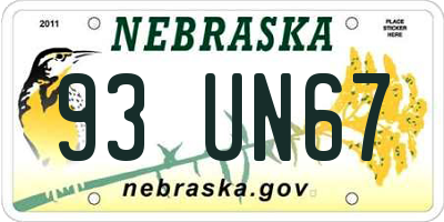 NE license plate 93UN67