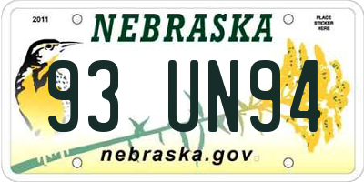 NE license plate 93UN94