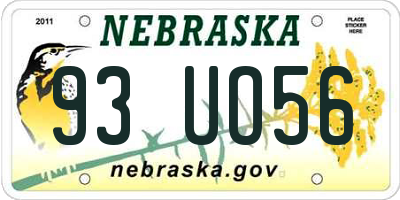 NE license plate 93UO56