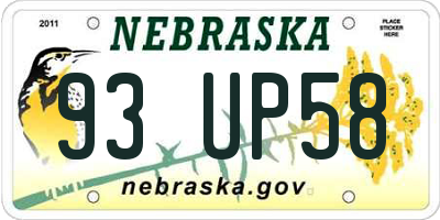 NE license plate 93UP58