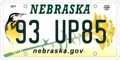 NE license plate 93UP85
