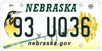 NE license plate 93UQ36