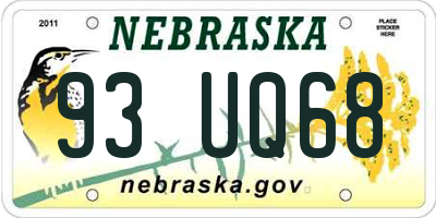 NE license plate 93UQ68