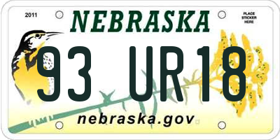 NE license plate 93UR18