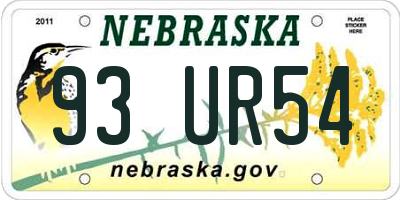 NE license plate 93UR54