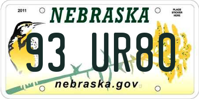 NE license plate 93UR80