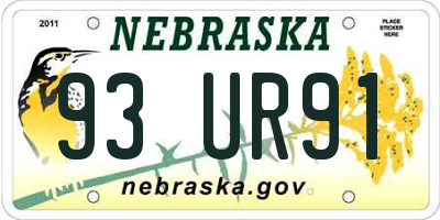 NE license plate 93UR91