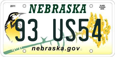 NE license plate 93US54
