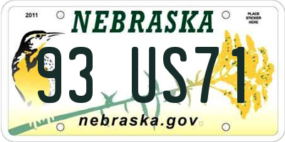NE license plate 93US71