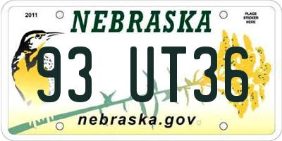 NE license plate 93UT36