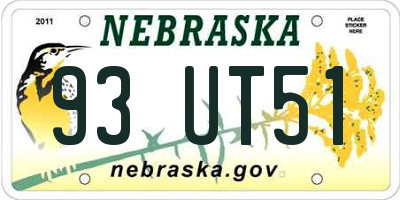 NE license plate 93UT51