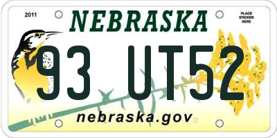 NE license plate 93UT52