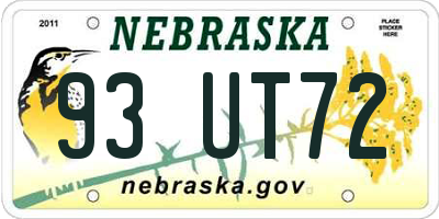NE license plate 93UT72