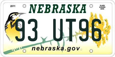 NE license plate 93UT96
