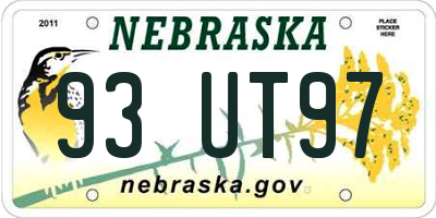 NE license plate 93UT97