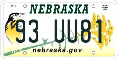NE license plate 93UU81