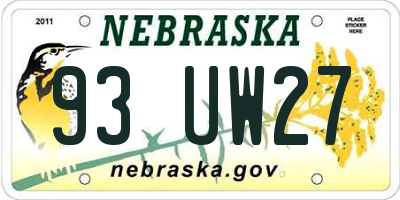 NE license plate 93UW27