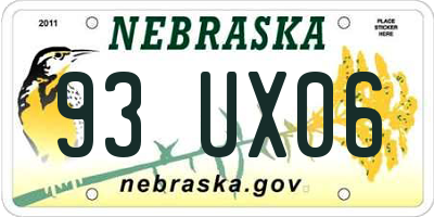 NE license plate 93UX06