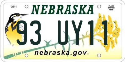 NE license plate 93UY11