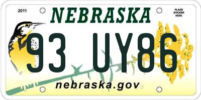 NE license plate 93UY86