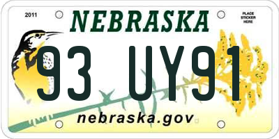 NE license plate 93UY91