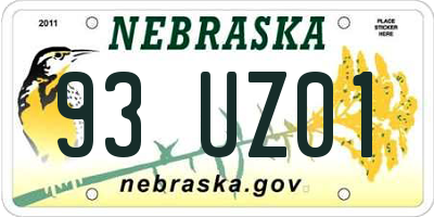 NE license plate 93UZ01