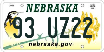 NE license plate 93UZ22