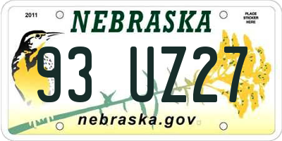 NE license plate 93UZ27