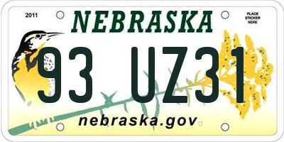 NE license plate 93UZ31