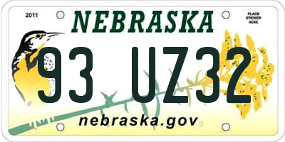 NE license plate 93UZ32